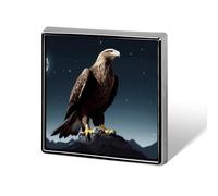 Eagle Under The Stars Square Lapel Pin Printed Aluminum Alloy Memorial Pins Cute Funny Square Brooch Personalized Lapel Badge for Coats Suit Jackets And Wedding Gift
