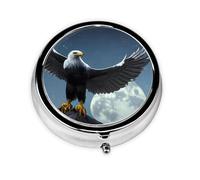 Eagle Under The Stars This Small, Round Pill Box is a Portable Travel Medicine Organizer with Three compartments for Storing Daily medications.