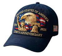 Eagle - United States 250th Anniversary, 250 Year American Anniversary Hat, Adjustable Bald Eagle Print Patriotic Baseball Cap for Men Women (Blue)