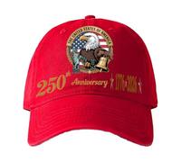 Eagle United States 250th Anniversary Hat, Adjustable Patriotic Washed Baseball Cap, 250 Anniversary USA Hat Unisex Men Women, Red, One size