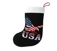 Eagle Usa Flag Pattern Large Christmas Stocking 17.7", Xmas Gift Sock for Family, Hanging Stocking, Party Decor