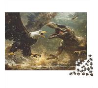 Eagle Vs Dinosaur Jigsaw Puzzles Puzzles for Adults Kids. 1000 Pieces Rainforest Impossible Challenge Toy Educational Game Home Decoration for Educational Games Gifts 1000pcs (75x50cm)