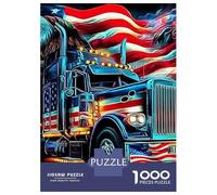 Eagle Vs Lion 1000 Piece Recycled Cardboard US Flag Truck Puzzle, Adults/Kids 12+, Decompression, Wall Decor & Personalised Gift for Birthdays 38x26cm/1000pcs