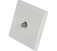 Eagle Wall Outlet Coax F Type White Curved Edge With A Coax F Type Socket Mounted On A White Wall Plate