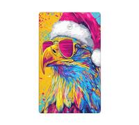 Eagle Wearing Santa Hat with Sunglasses Single Toggle Blank Wall Plate Light Switch Cover Decorative 1 Gang for Kitchen Room Bathroom Size 11.4x7cm