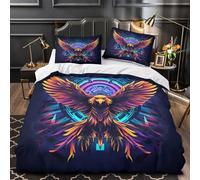 Eagle Wings Comforter Cover 3D Design Printed Luxurious 3 Piece Bedding Set Zipper Neon Cyberpunk Quilt Cover Super Soft Anti-allergic for Kids Adults Women Girls Boys Teens King（220x240cm）