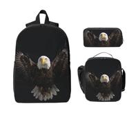 Eagle Wings Spread Backpack Set-3-in-1 Travel Bag Lunch Bag Storage Pouch | Waterproof Durable 600d Oxford. Fits 15in Laptop. Great For Work.