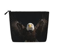 Eagle Wings Spread Faux Linen Makeup Pouch-Lightweight Travel Case | Lightweight Faux Linen. Water Resistant. Smooth Zip.