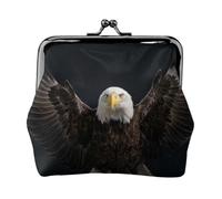 Eagle Wings Spread Leather Kiss Lock Coin Purse-Small Mini Wallet for Women | Premium Pu Leather. Kiss Lock. Compact Size.