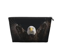 Eagle Wings Spread Leather Travel Makeup Bag-Waterproof Cosmetic Pouch | Waterproof Pu Leather. Smooth Zip. Lightweight.