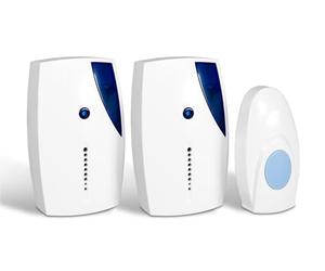 Eagle Wireless Doorbell Battery Operated with Two Coredless Recievers 100m Range Loud 115dB, 36 Melodies Wall or Free Standing IP65