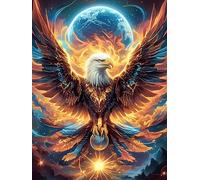 Eagle with A Moon Halo in A Fiery Vortex 1000 Piece Jigsaw Puzzle for Adults Wildlife Plant Jigsaw Family Road Trip Activity Vibrant Whimsical Design Great Gift for Travelers 1000 PCS
