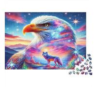 Eagle with Cosmic Feathers 100% Recycled Cardboard Cosmic Eagle Wolf 1000Pc Jigsaw for Adults Challenging & Brainteasing 52x38cm/1000pcs
