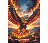 Eagle with Fiery Wings Over A Mountain 300 Piece Jigsaw Puzzle for Adults Wildlife Plant Jigsaw Afternoon Tea Companion Brainteaser Perfect Holiday Present Stylish Home Decor 300 PCS