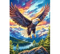 Eagle with Fiery Wings Over Mountains 300 Pcs Jigsaw Puzzle Bundle Wildlife Pet Cute Family Puzzle Lovers Fun Family Game Mindful Activity Spring Eco Friendly Cardboard 300 PCS