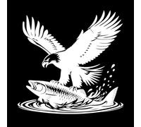 Eagle with Fish on its Back Eagle with Wings catching Fish Vinyl Wall Stickers 67.2x68.5cm Car Body Decoration White