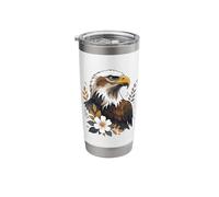 Eagle with Floral Elements Nature Illustration Stainless Steel Insulated Tumbler