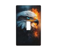 Eagle with Glowing Blue Eyes Light Switch Cover Decorative Single Toggle 1 Gang Wall Plate for Kitchen Farmhouse Bedroom Bathroom Art Decor