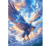 Eagle with Lightning in The Sky 300 Pc DIY Jigsaw Puzzle Wildlife Pet Puzzles for Adults Teens Hard Challenging Team Building Stress Reducing Autumn Premium Quality Material 300 PCS