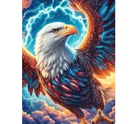 Eagle with Lightning in The Sky 300 Pieces Set Classic Jigsaw Puzzle Wildlife Pet Teen Fans 14-18 Yrs Logic Skill Leisure Adventure Valentines Gift Eco-friendly Recycled Cardboard 300 PCS
