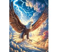 Eagle with Lightning in The Sky 500 Pcs Jigsaw Puzzles Wildlife Pet Puzzles for Adults Teens Fun Family Game Team Building Stress Reducing Autumn Durable Cardboard 500 PCS