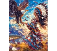 Eagle with Native American Chief 1000 Piece Jigsaw Puzzle Wildlife Plant For Men Cognitive Development Adults Anxiety Memory Care Mothers Valentines Gift High-grade Rigid Cardboard 1000 PCS