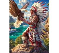 Eagle with Native American Chief 500-piece Jigsaw Puzzle Bundle Wildlife Plant Family Puzzle Lovers Brain Training Mindful Activity Spring Creativity & Gift Giving 500 PCS