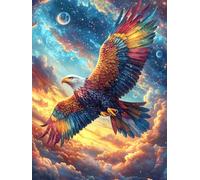 Eagle with Rainbow Feathers Under The Moon 500 Piece Count Premium Jigsaw Puzzle Wildlife Pet Teen Fans 14-18 Yrs Brain Training Ultra Difficult Leisure Adventure Valentines Wooden Cardboard 500 PCS