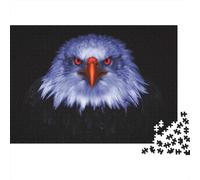 Eagle with Red Eyes on Black 1000-Piece Puzzle for Adults, 52x38cm/1000pcs, Easy to Continue on Another Evening; White Cardboard for Simple Sorting
