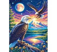 Eagle with Roses Under The Moon 500-piece Jigsaw Puzzle Bundle Wildlife Pet Cute Family Puzzle Lovers Brain Training Mindful Activity Spring Creativity & Gift Giving 500 PCS
