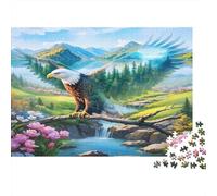 Eagle with Spread Wings Perched on Stump Jigsaw Puzzles Puzzle for Adults Kids. 1000 Pieces Whimsical Challenge Toy Educational Game Home Decoration for Adults& Kids Age 14 Years Up 52x38cm/1000pcs