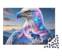 Eagle with Starry Wings 1000 Piece Eagle Wolf Star Sturdy Cardboard Jigsaw Puzzles for Puzzle Enthusiasts Birthday Party Gift Giving for Adults 70x50cm/1000pcs