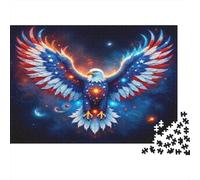 Eagle with Stars And Stripes 1000 Piece Jigsaws for Adults, Non-Reflective Premium Paper, Eagle US Flag Stars, Challenging Leisure Activity, Brain Teaser for Puzzle Lovers & Enthusiasts 70x50cm/1000pc