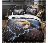 Eagle with Thunder Comforter Cover 3D Design Printed Luxury 3 Piece Bedding Set Zipper Wild Nature Quilt Cover Super Soft All Season for Kids Teens Adults Women Youth Teenagers Double（200x200cm）