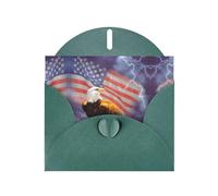 Eagle with USA Flag Dark Green prints Greeting Cards 6x4-inch with Envelope | Perfect for writing greetings and thank-you notes