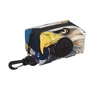 Eagle with USA Flag print Dog Poop Bag Holder for Leash Doggie Waste Bag Dispenser Soft Fabric Puppy Potty Carrier