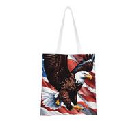 Eagle with USA Flag Print Functional Bag Reusable Practical Bags Lightweight Foldable Work Travel Gym Beach
