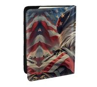 Eagle with USA Flag Print Passport Holder Cover Wallet Passport Cover, Passport Wallet Case for Cards and Documents