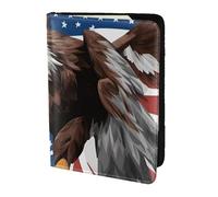 Eagle With Usa Flag Print Stylish Men Women 5.5 Inch Passport Travel Document Wallet For Secure Storag, Black, One Size