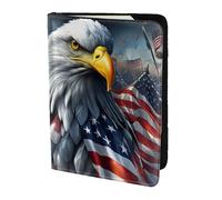 Eagle With Usa Flag Print Stylish Men Women 5.5 Inch Passport Travel Document Wallet For Secure Storag, Black, One Size