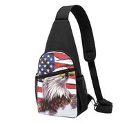 Eagle with USA Flag Printed Chest Bag Sling Bag for Men Women, Outdoor Crossbody Fanny Packs Hiking Chest Packs Sport Daypacks
