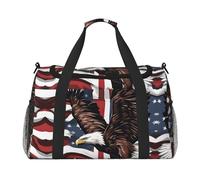 Eagle With Usa Flag Travel Bag, Weekender Bags For Women Men For Outdoor Adventures, Ideal For Camping And Hiking, Black, One Size