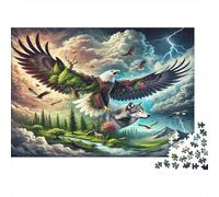 Eagle Wolf Fantasy 1000 Piece S Classic Jigsaw Puzzle for Adults Kids Impossible Challenging Game Decompression Wall Decor 52x38cm/1000pcs