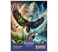 Eagle Wolf Nature 1000 Piece Classic Jigsaw Puzzle Puzzle for Adults Recycled Cardboard Adult Educational Challenge Fun Present Home Activity Great Gift for Beginners 38x26cm/1000pcs