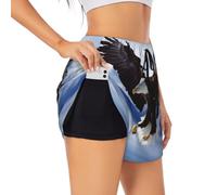 Eagle Women's Athletic Shorts Summer Daily Leisure Jogging Cycling Outdoor Exercise Black