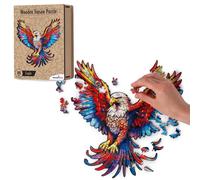 Recent Toys Jigsaw Eagle for Adults and Kids.185 Puzzle, Large Size 28.5 x 27.5 cm with Unique Shaped Pieces. Includes Wooden Storage Gift Box and Stand