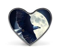 Eagle1 Flying in Moon Brooch Pins Heart Badge Button Tie Lapel Backpack Pin Decoration for Women Men