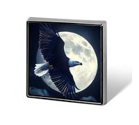 Eagle1 Flying in Moon Printed Brooch Pins Badge Button Tie Lapel Backpack Pin Decoration for Women Men