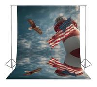 Eagle1 Lighthouse U.S. Flag Abstract Photography Backdrop Washable Photo Studio Backdrops Background for Party Video Shooting