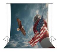 Eagle1 Lighthouse U.S. Flag Abstract Photography Backdrop Washable Photo Studio Backdrops Background for Party Video Shooting